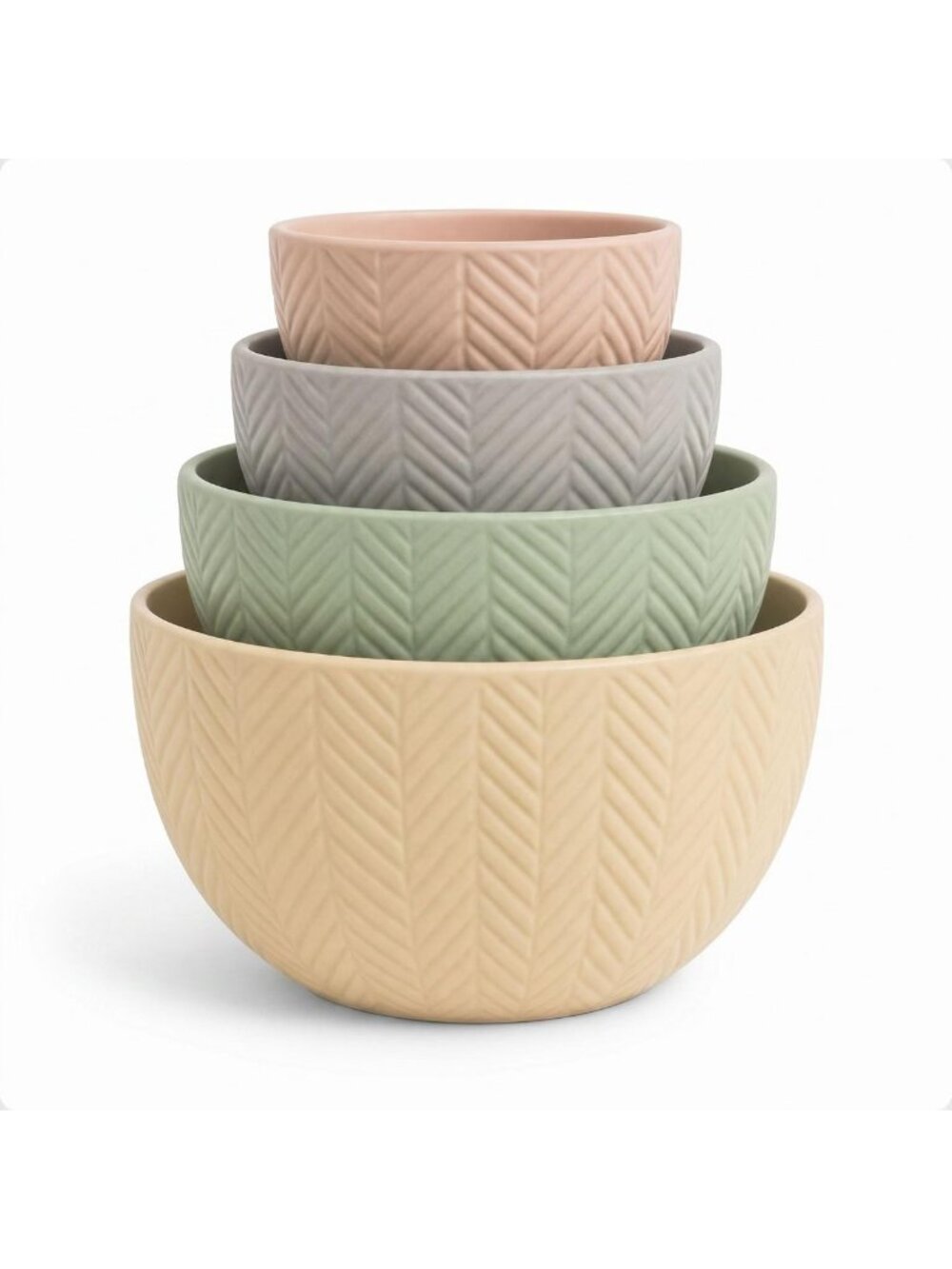 Colorful Ceramic Mixing Bowls Set of 4 - Nesting Kitchen Bowls, 5 to 0.5 Qt